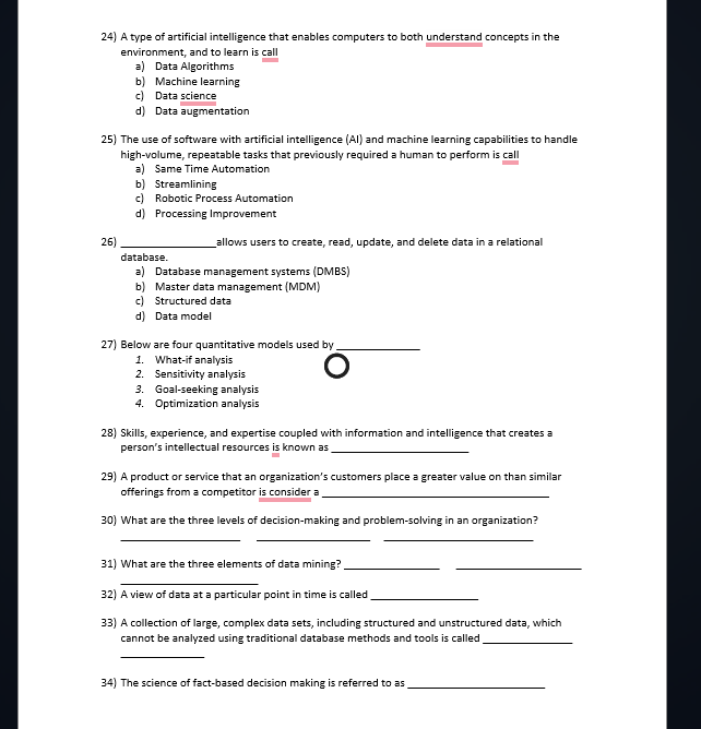 24) A type of artificial intelligence that