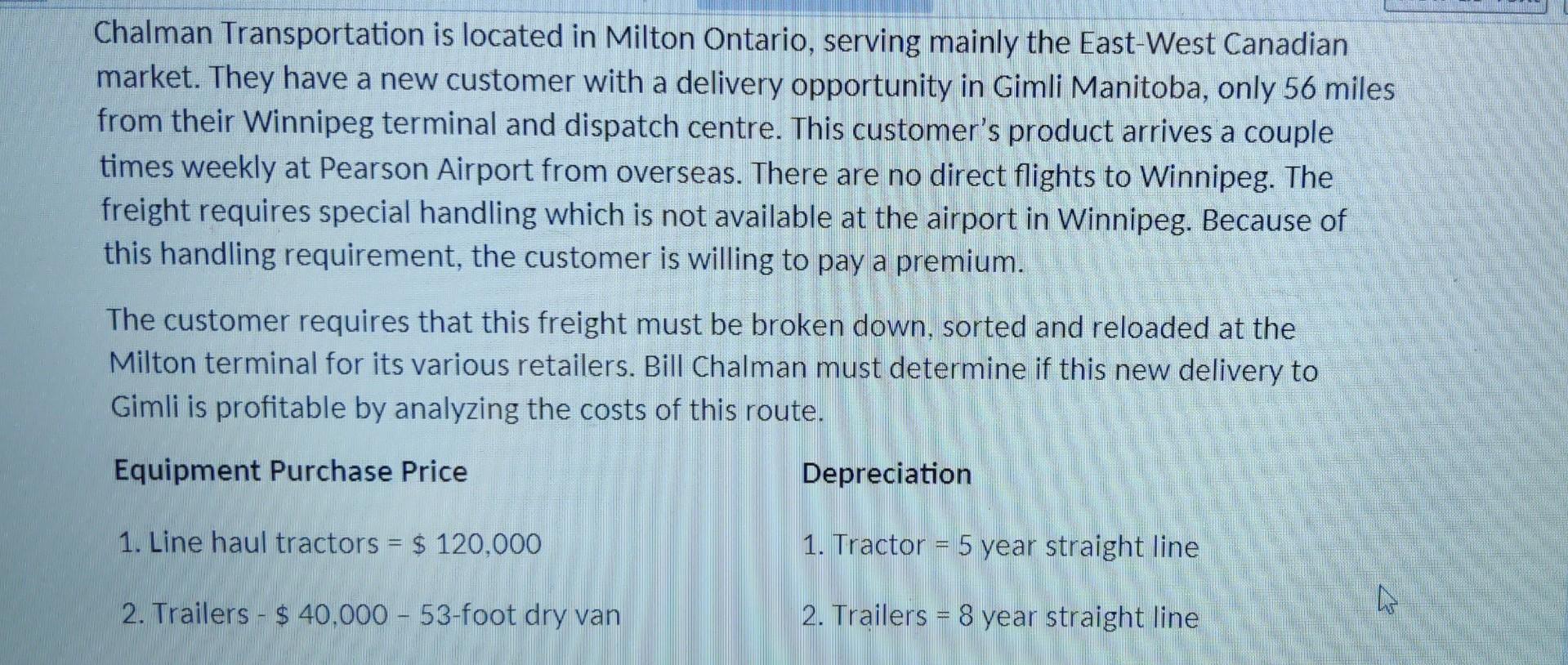 please give ASAP Chalman Transportation is