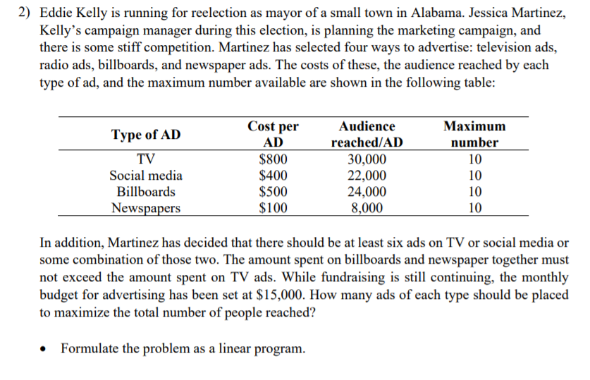 2) Eddie Kelly is running for reelection as mayor