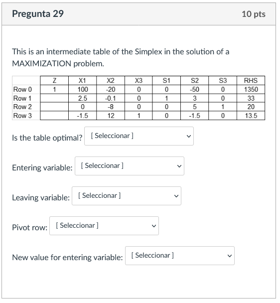 Pregunta 29 10 pts This is an intermediate table