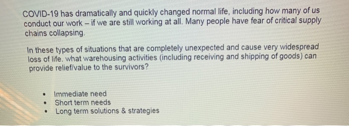 COVID-19 has dramatically and quickly changed