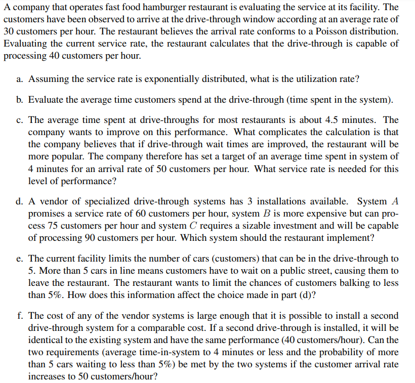 Only e) and f) please! A company that operates