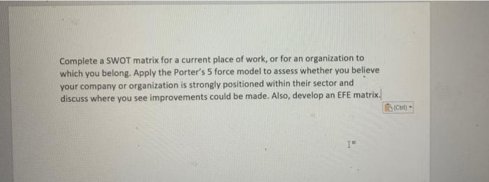 Learning Activity 3. Develop IFE and EFE Matrices
