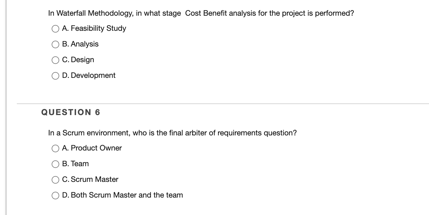 In Waterfall Methodology, in what stage Cost