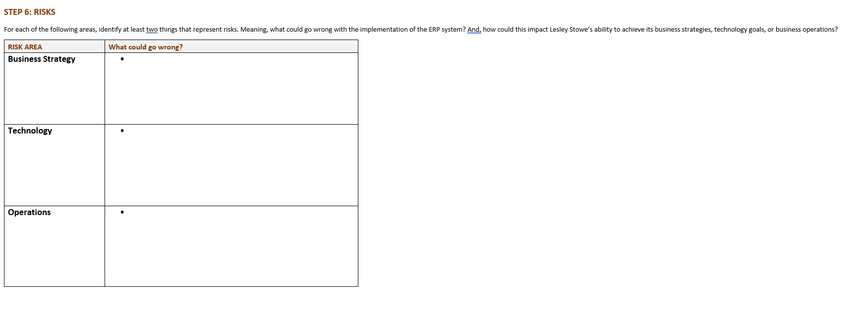 STEP 5: RECOMMENDATION Which of the four ERP