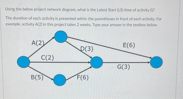 Using the below project network diagram, what is