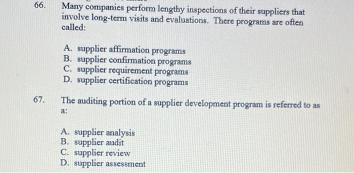 62. Using just a few suppliers for a for a single