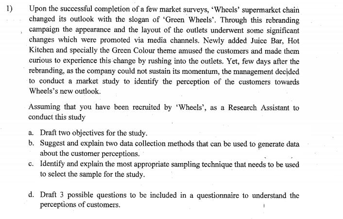 1) Upon the successful completion of a few market