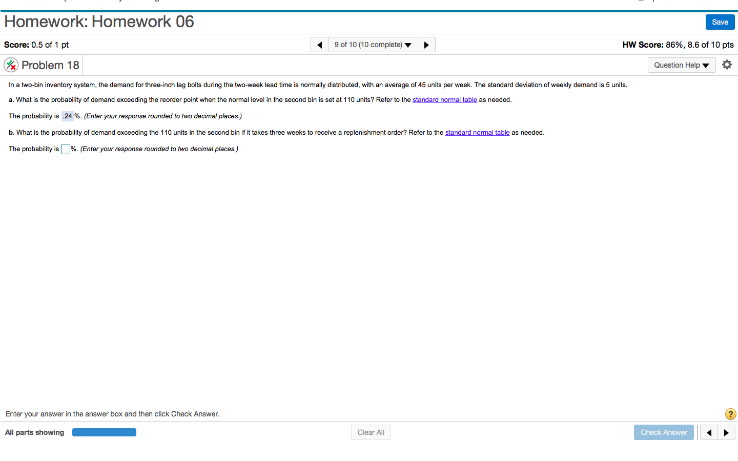 Need help with part B Homework: Homework 06 Save