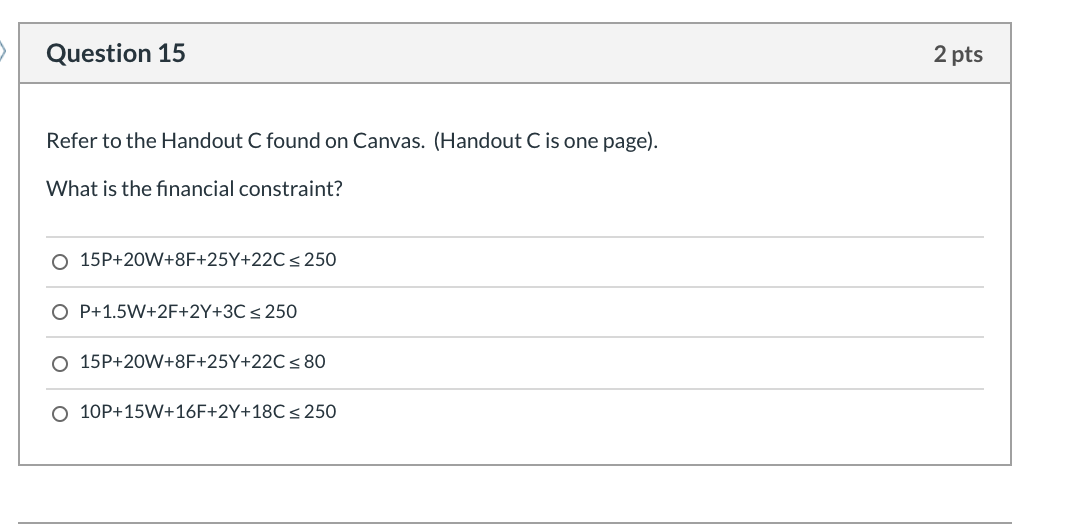 Handout C. (This is 1 page). Problem setup. (You