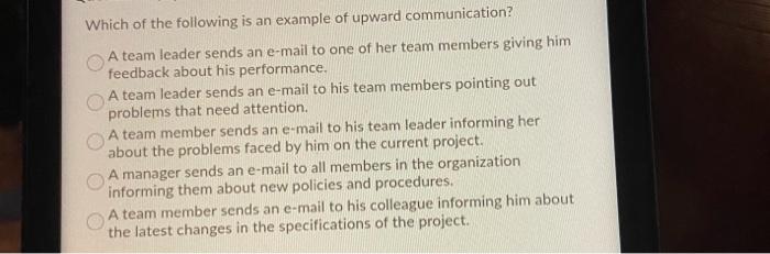 Which of the following is an example of upward