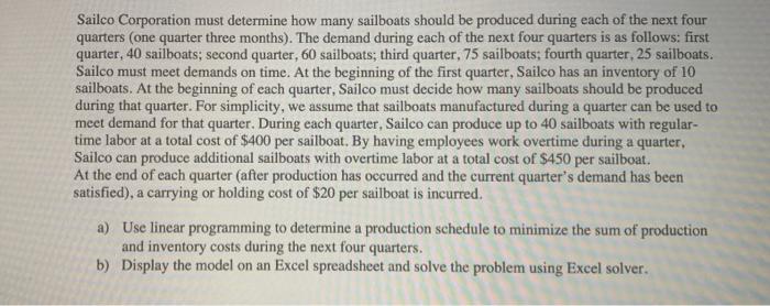 a please Sailco Corporation must determine how