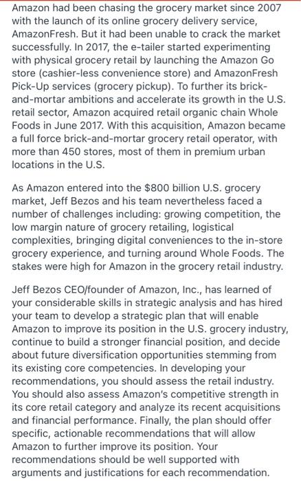 Amazon had been chasing the grocery market since