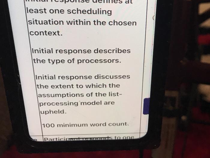 least one scheduling situation within the chosen