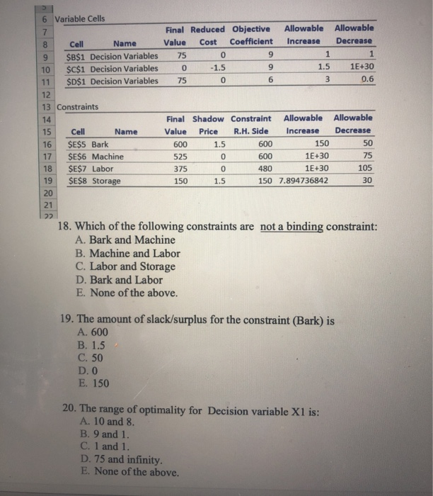 6 Variable Cells 7 Final Reduced Objective