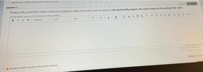 Question Product life cycle (PLC) is the course