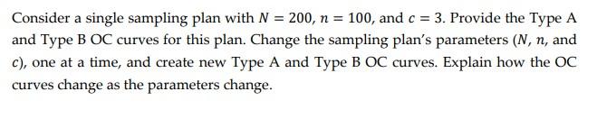 Consider a single sampling plan with N=200,n=100,