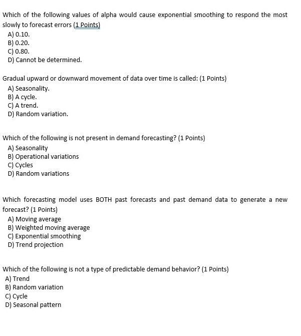 Which of the following values of alpha would