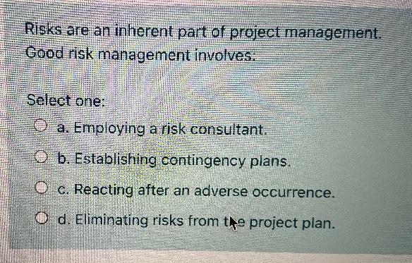 Risks are an inherent part of project management
