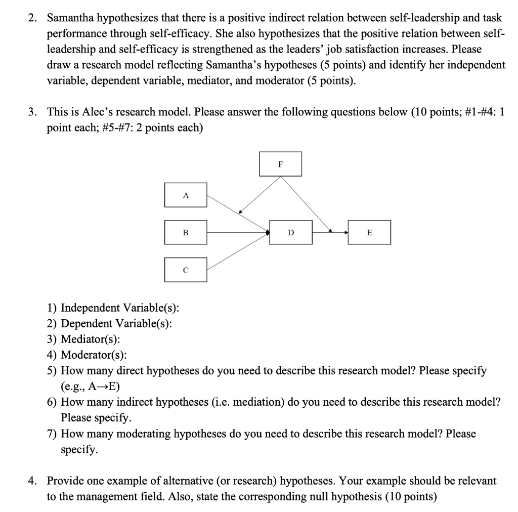 2. Samantha hypothesizes that there is a positive