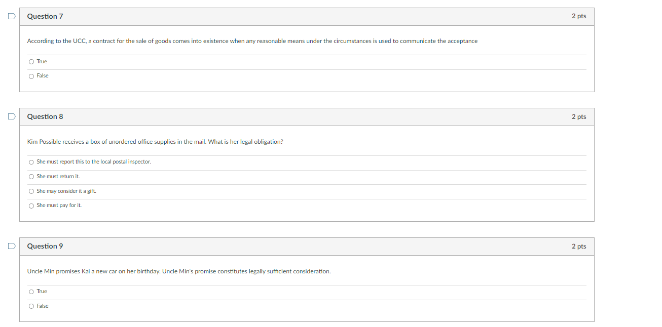 True False Question 8 Kim Possible receives a box