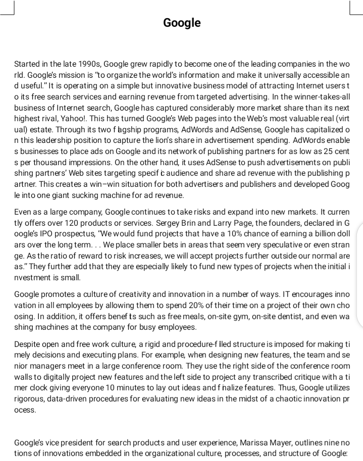 How is Googles mission statement related to its