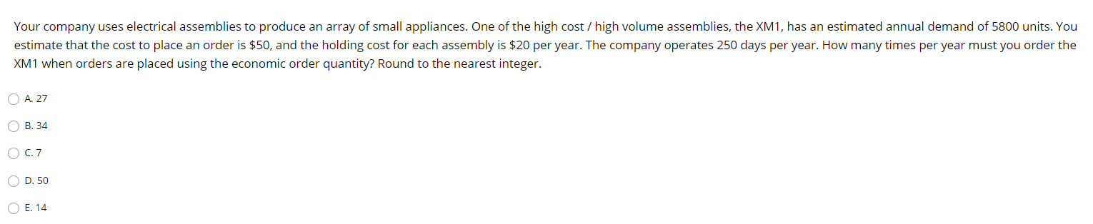 Your company uses electrical assemblies to