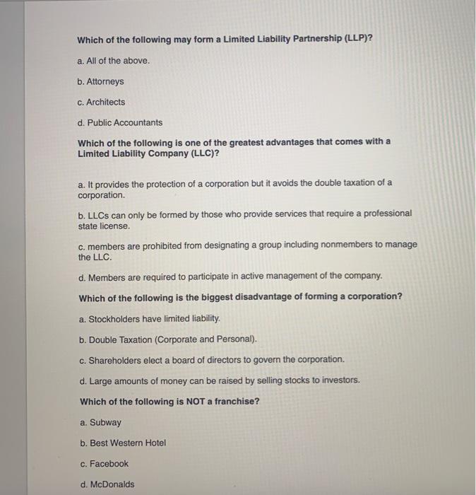 Which of the following may form a Limited