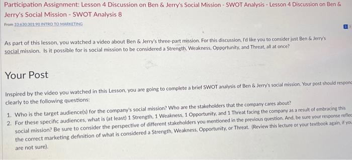 asap please Participation Assignment: Lesson 4