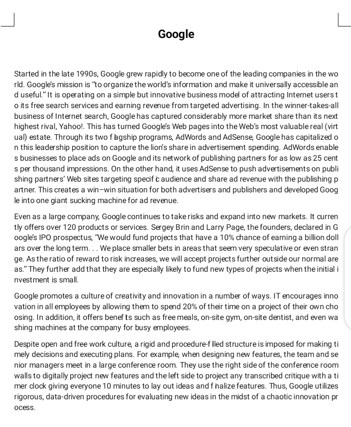 How is Googles mission statement related to its