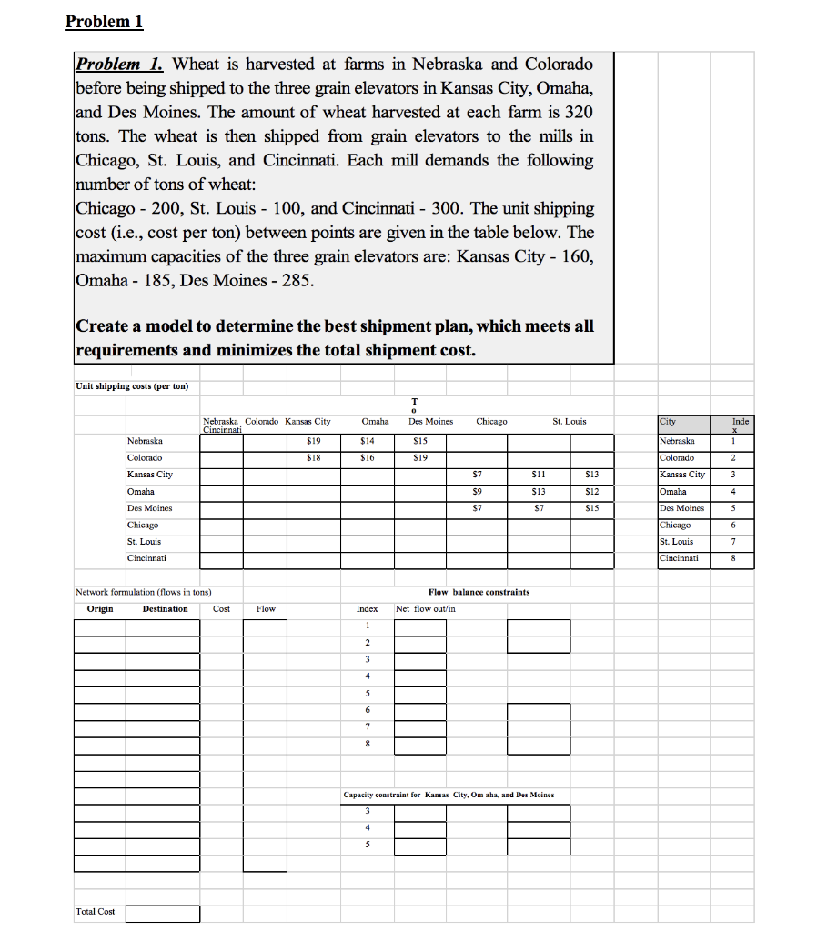 Problem 1 Problem 1. Wheat is harvested at farms