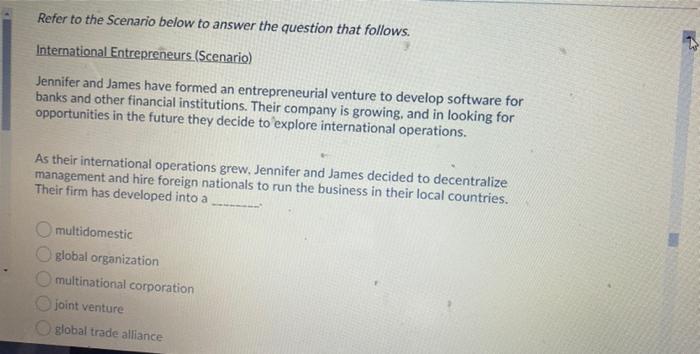 18 Refer to the Scenario below to answer the