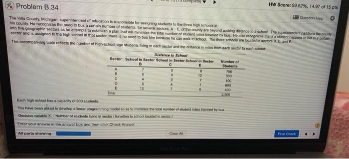 HW Score: 99.82% 1497 of 15 pts Problem B.34