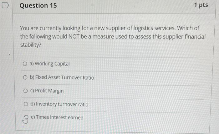 You are currently looking for a new supplier of