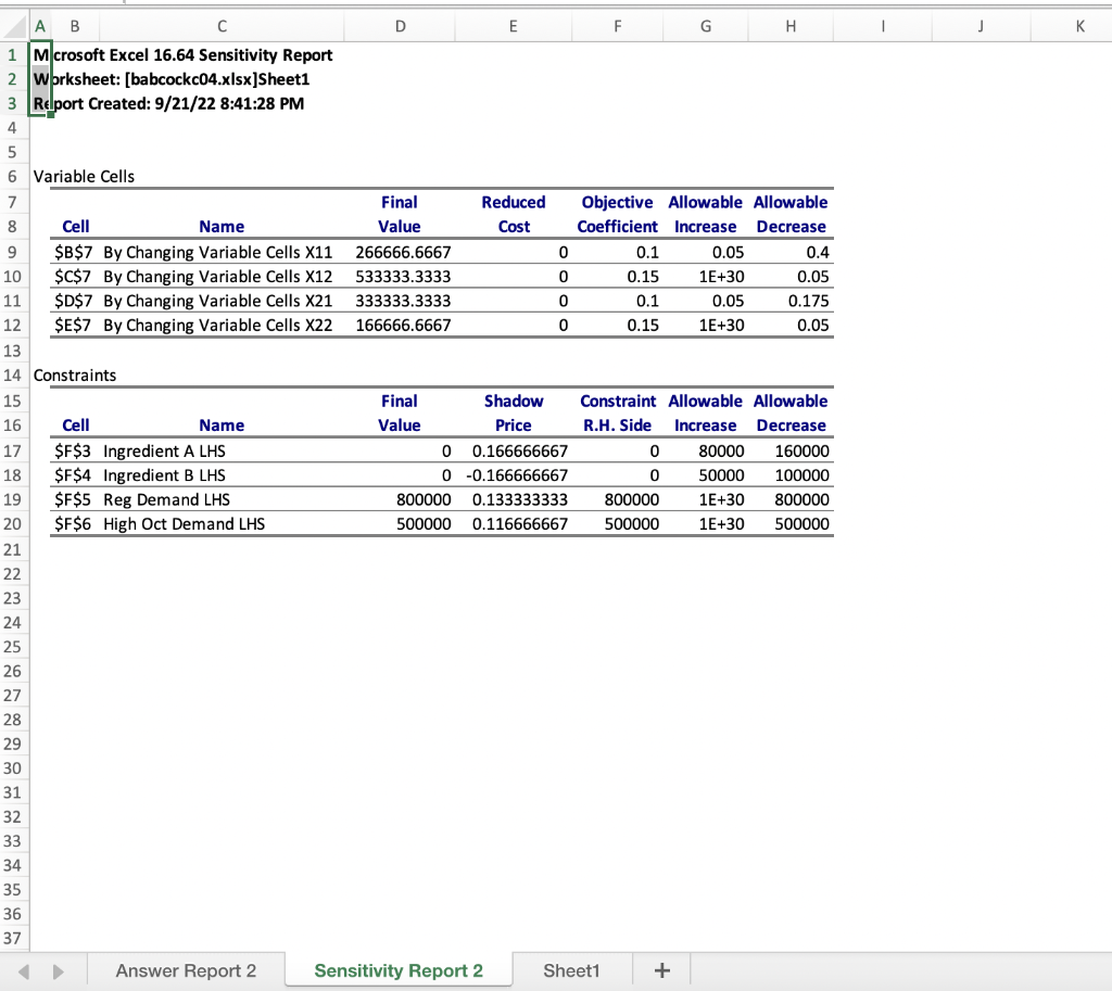 Q1 what are the X11, X12, X21, and X22 values