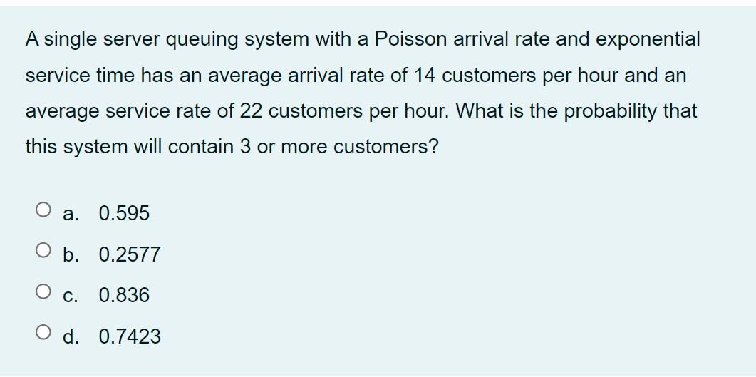 A single server queuing system with a Poisson
