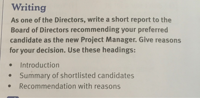 Writing As one of the Directors, write a short