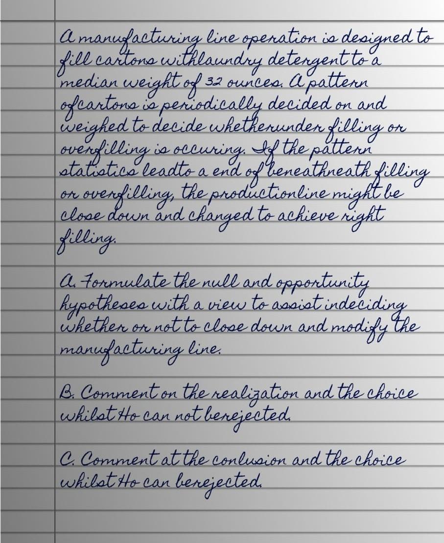 otr a manugfacturing line operation is designed