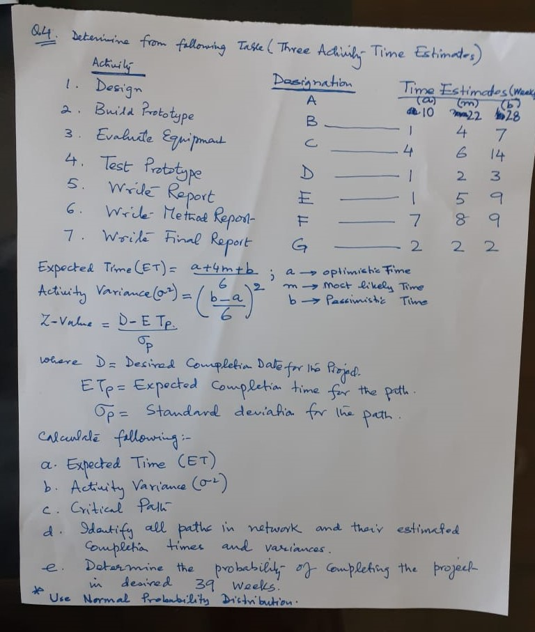project management question Designation A 24.