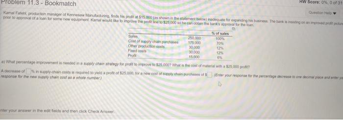Problem 11.3 - Bookmatch HW Score: 00 of 31 Don
