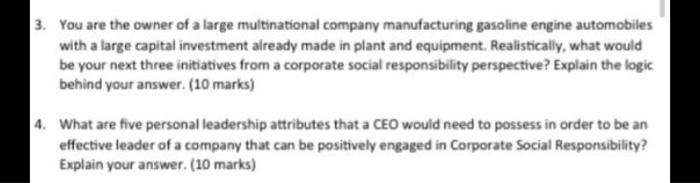 3. You are the owner of a large multinational