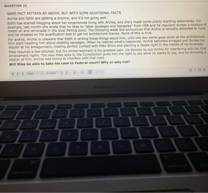 QUESTION 23 SAME FACT PATTERN AS ABOVE, BUT WITH