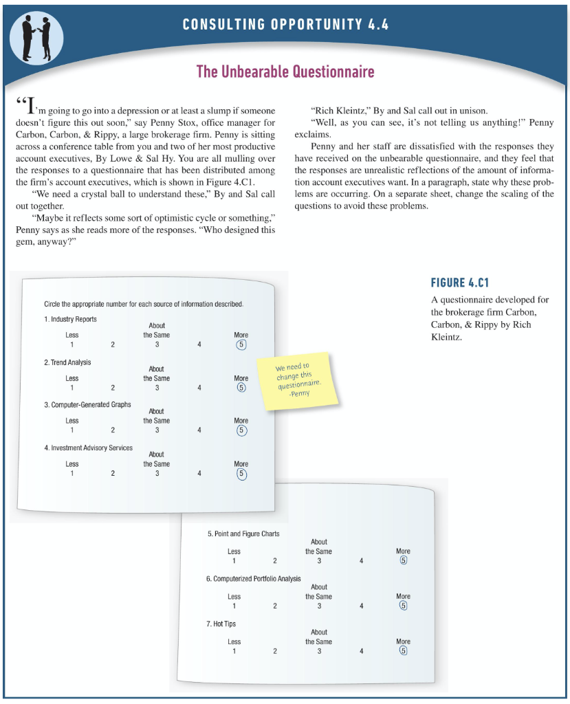 Consulting Opportunity 4.1, p. 121 1. Explain why