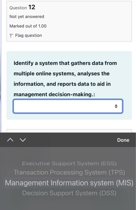 Question 12 Not yet answered Marked out of 1.00 P