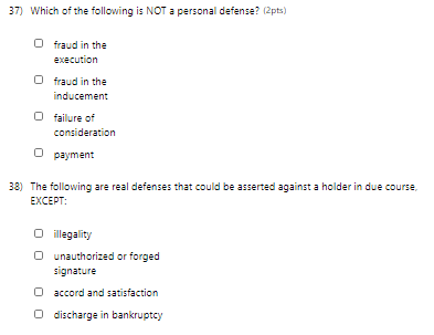 37) Which of the following is NOT a personal