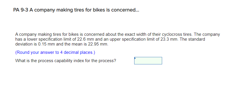 PA 9-3 A company making tires for bikes is
