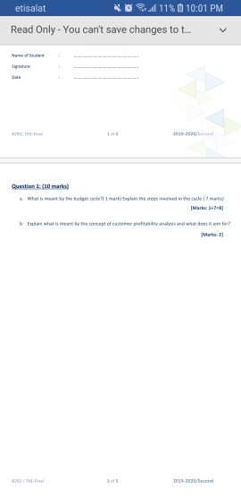 etisalat WO11% 10:01 PM Read Only - You can't