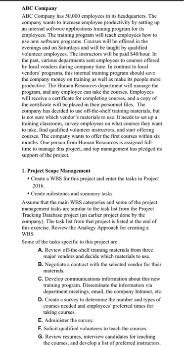 ABC Company ABC Company has 50,000 employees in