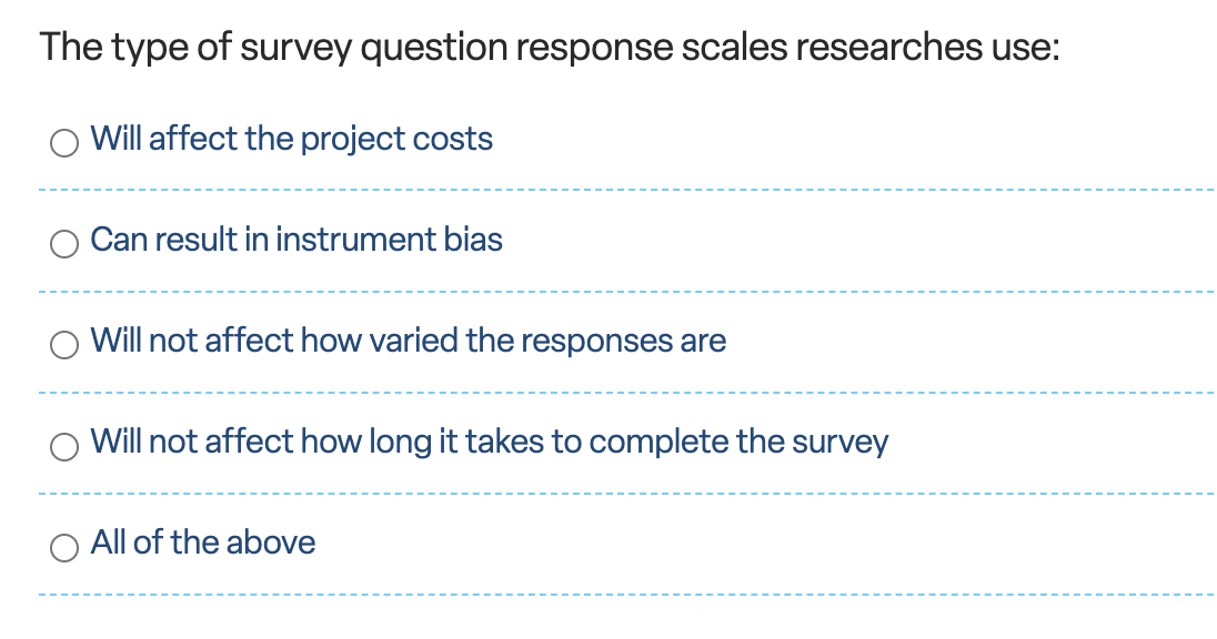 The type of survey question response scales