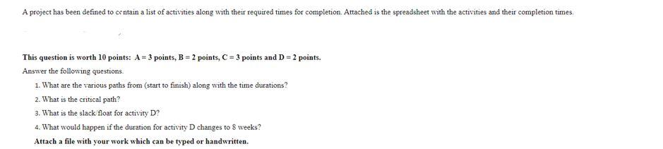 A project has been defined to centain a list of